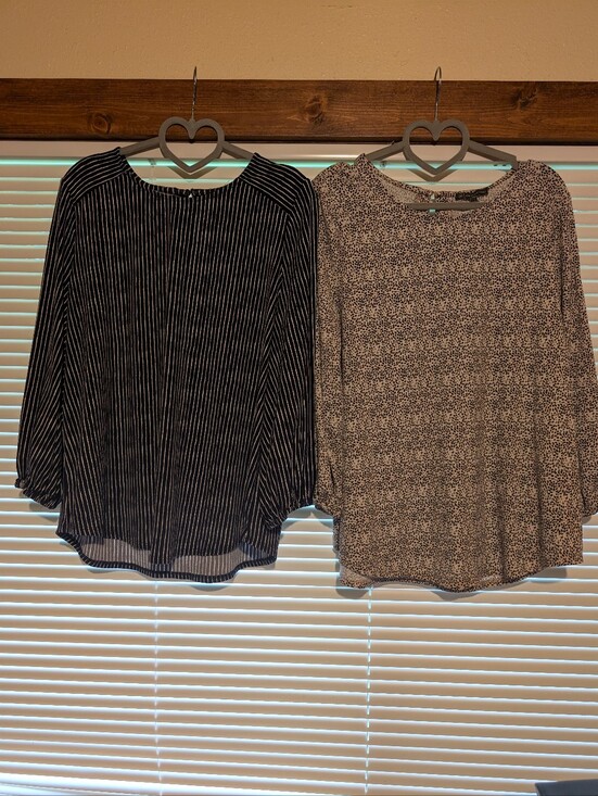 Adrianna Papell Tops - Adrianna Papell Navy Striped & White And Tan, Black, And White Blouses